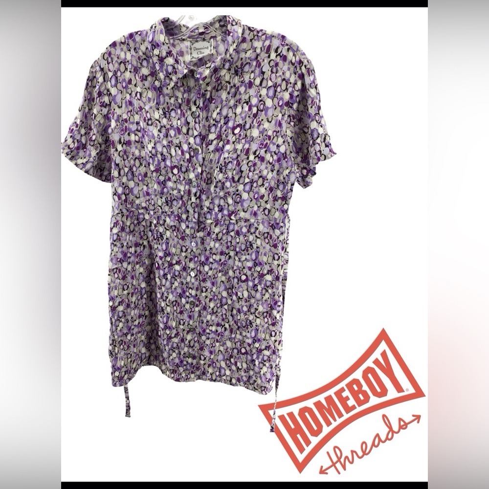 Clio Purple and Gray Floral Top
